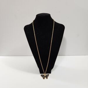 Fashion Women Blue/Golden Butterfly  Pendant Necklace Jewelry Gold Plated